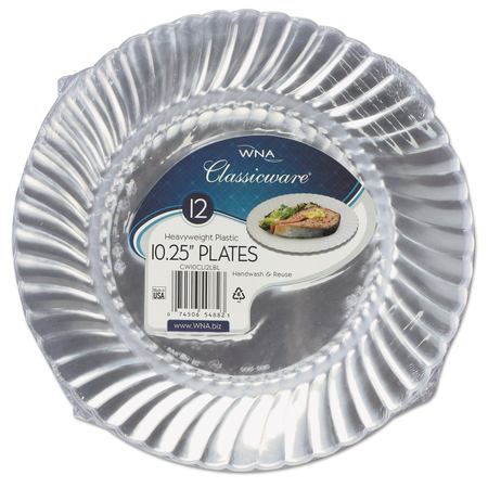 WNA Classicware Plastic Dinnerware Plates, 10 1/4" Dia, Clear, PK12 RSCW101212